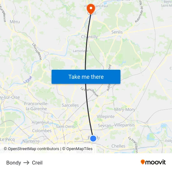 Bondy to Creil map
