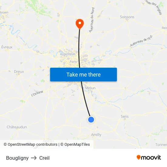 Bougligny to Creil map