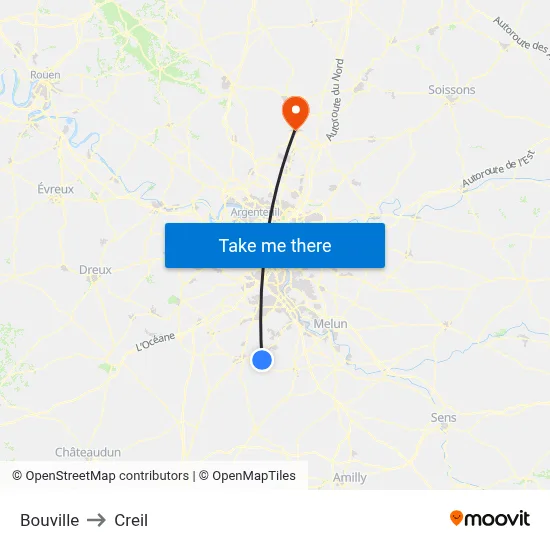 Bouville to Creil map