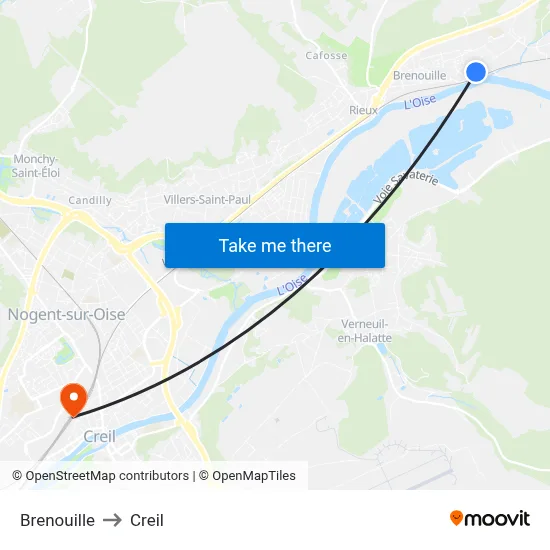 Brenouille to Creil map