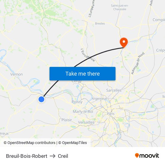 Breuil-Bois-Robert to Creil map