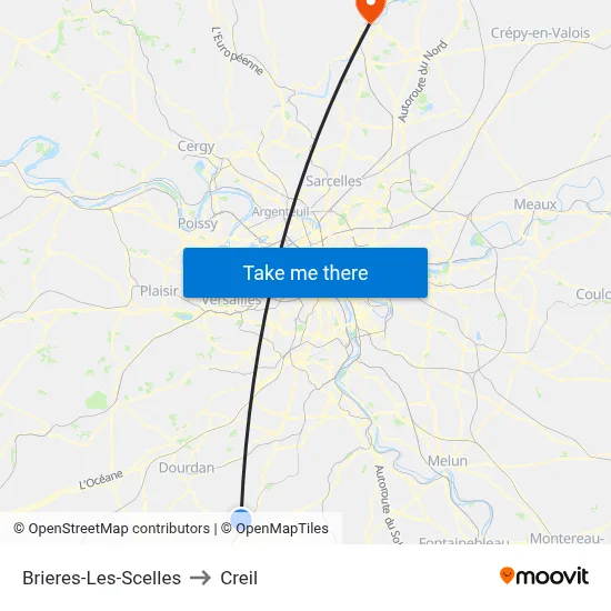 Brieres-Les-Scelles to Creil map