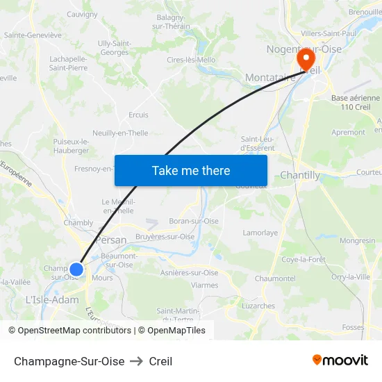 Champagne-Sur-Oise to Creil map