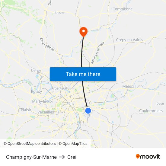 Champigny-Sur-Marne to Creil map