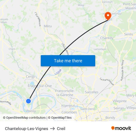 Chanteloup-Les-Vignes to Creil map
