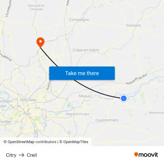 Citry to Creil map