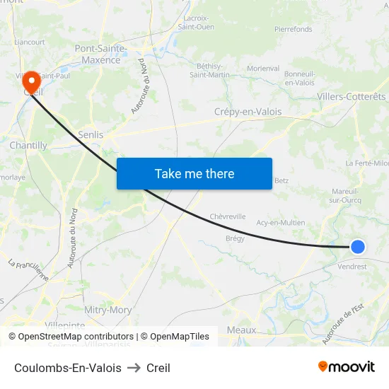 Coulombs-En-Valois to Creil map