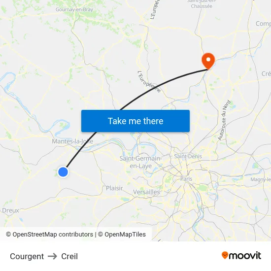Courgent to Creil map