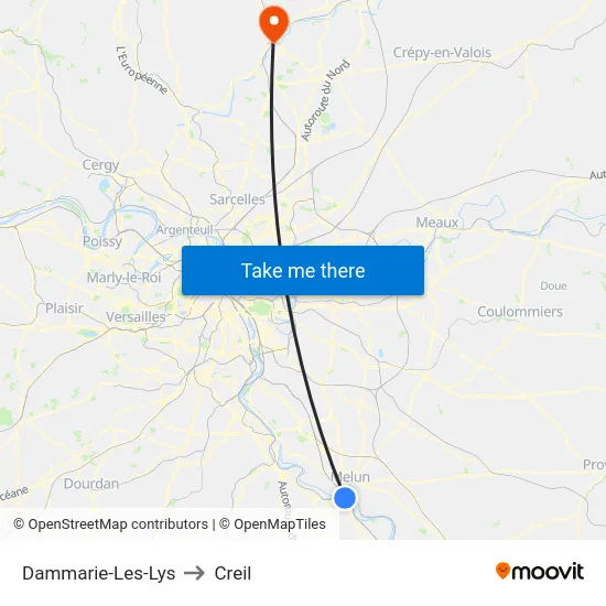 Dammarie-Les-Lys to Creil map