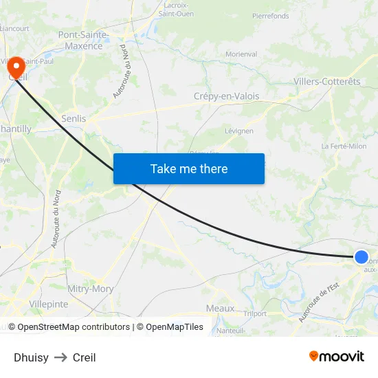 Dhuisy to Creil map