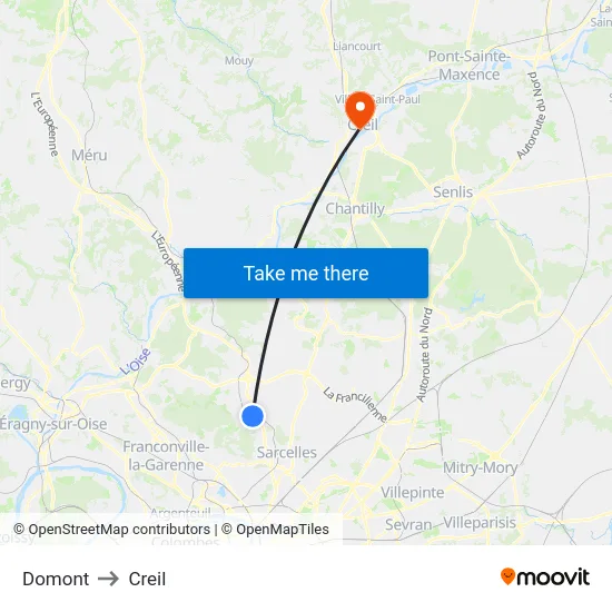 Domont to Creil map