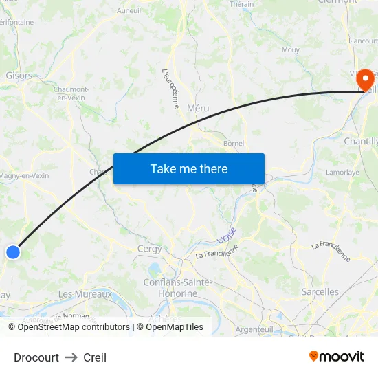 Drocourt to Creil map