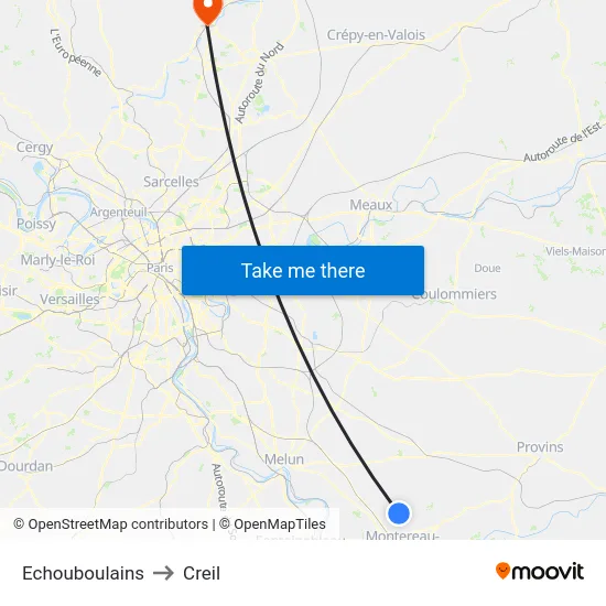 Echouboulains to Creil map