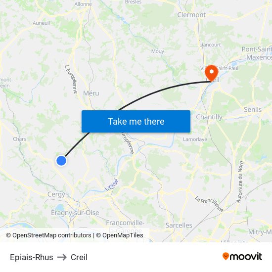 Epiais-Rhus to Creil map