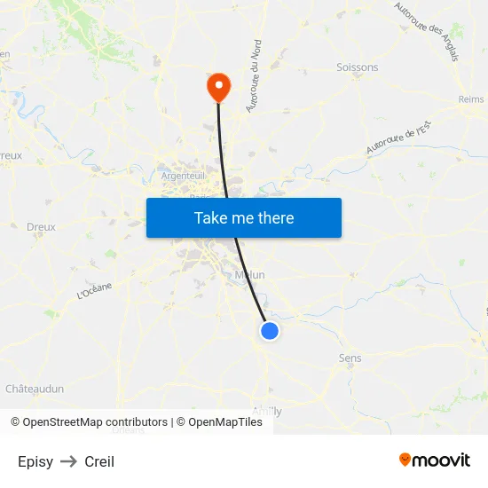 Episy to Creil map