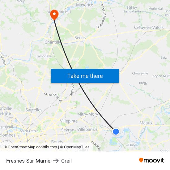 Fresnes-Sur-Marne to Creil map