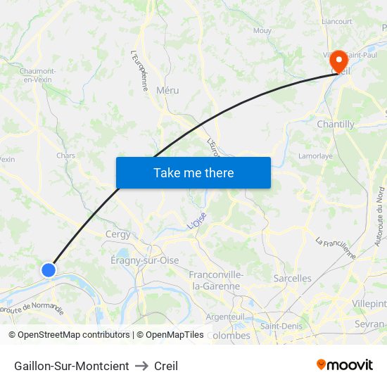 Gaillon-Sur-Montcient to Creil map