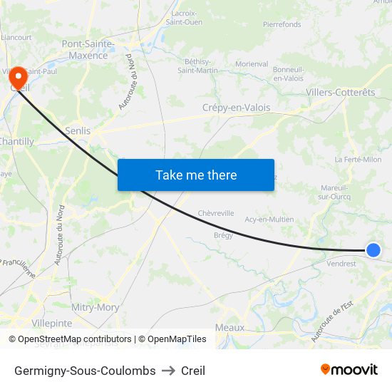Germigny-Sous-Coulombs to Creil map