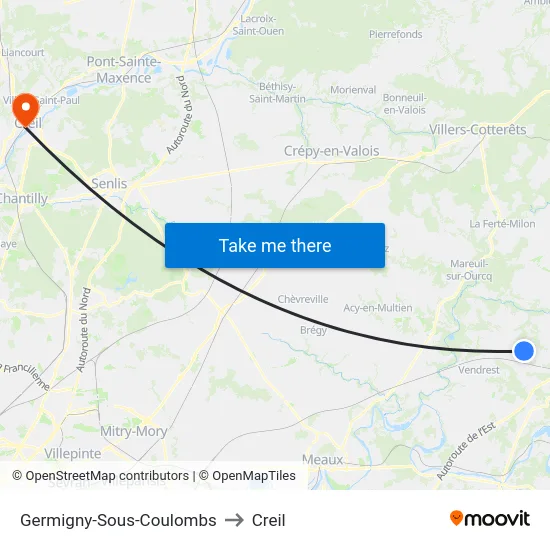 Germigny-Sous-Coulombs to Creil map