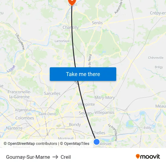 Gournay-Sur-Marne to Creil map