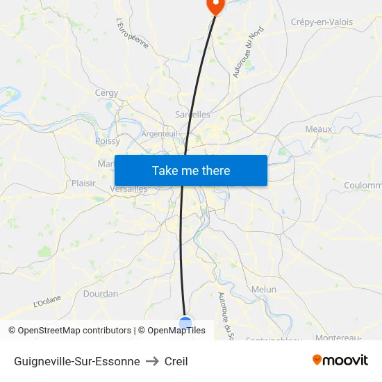 Guigneville-Sur-Essonne to Creil map