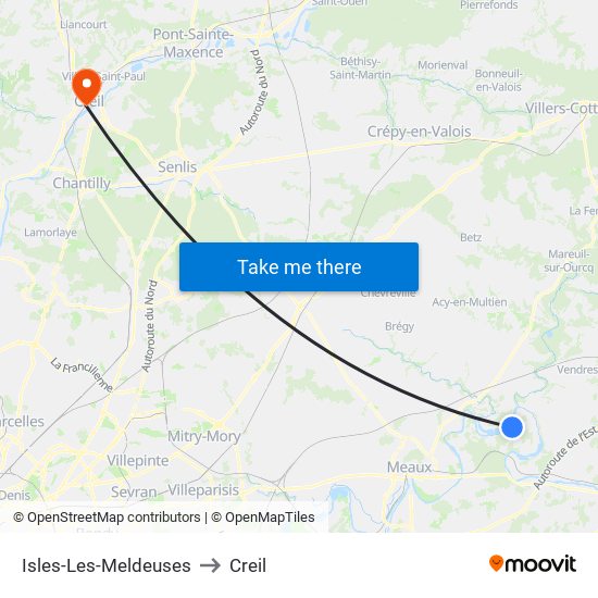 Isles-Les-Meldeuses to Creil map