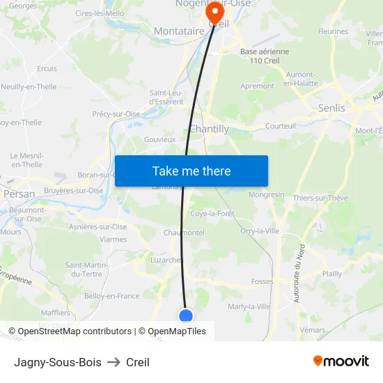 Jagny-Sous-Bois to Creil map