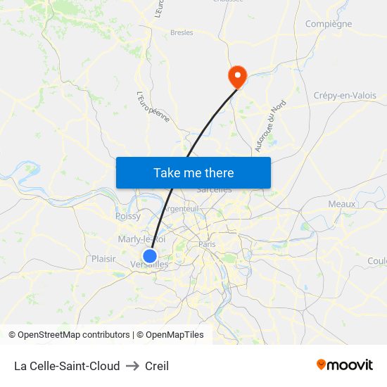 La Celle-Saint-Cloud to Creil map