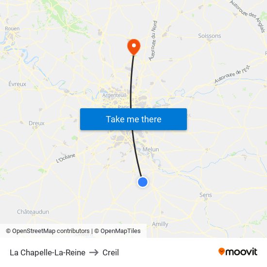 La Chapelle-La-Reine to Creil map