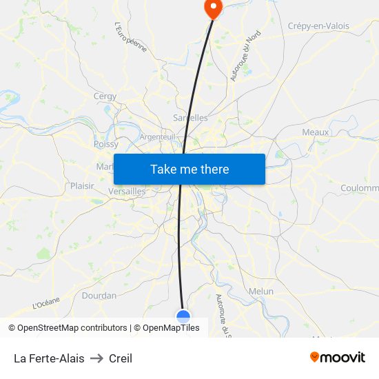 La Ferte-Alais to Creil map