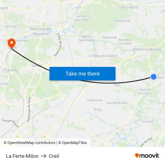 La Ferte-Milon to Creil map