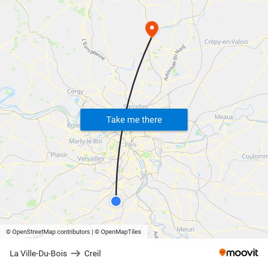 La Ville-Du-Bois to Creil map