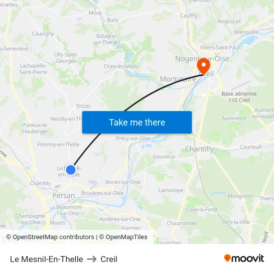 Le Mesnil-En-Thelle to Creil map