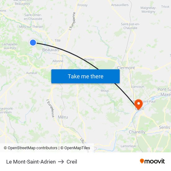 Le Mont-Saint-Adrien to Creil map