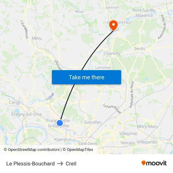 Le Plessis-Bouchard to Creil map