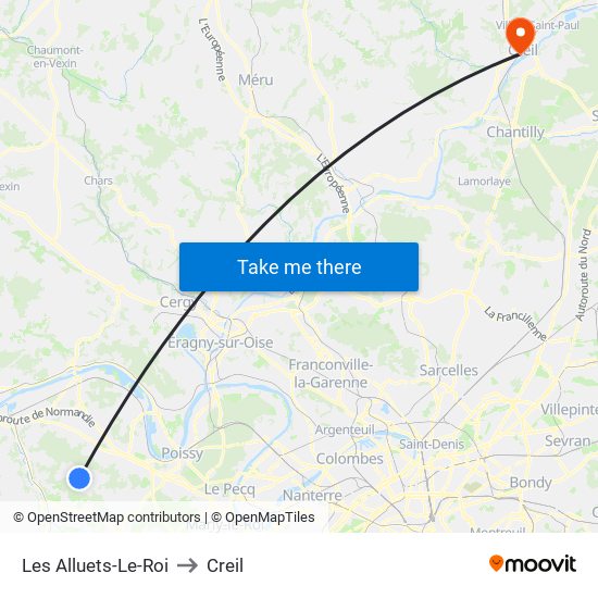 Les Alluets-Le-Roi to Creil map
