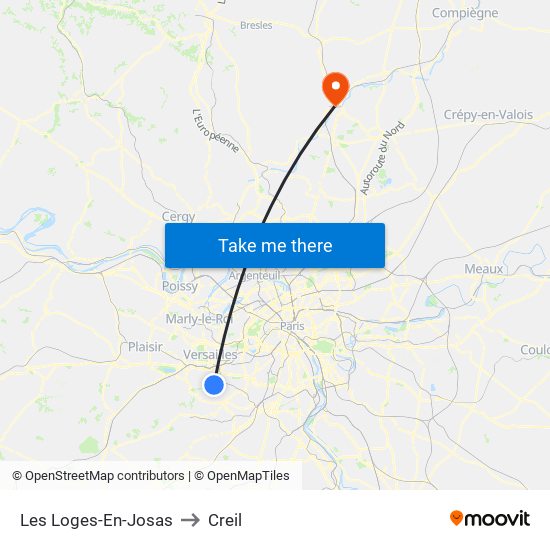 Les Loges-En-Josas to Creil map
