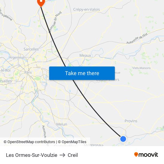 Les Ormes-Sur-Voulzie to Creil map