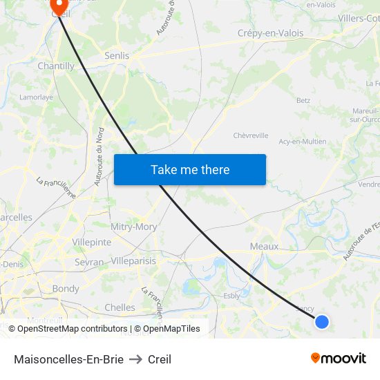 Maisoncelles-En-Brie to Creil map