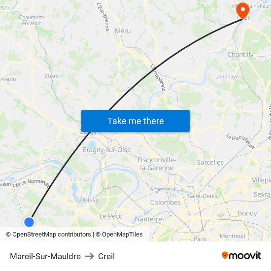 Mareil-Sur-Mauldre to Creil map