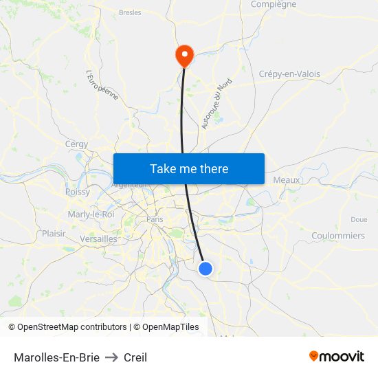 Marolles-En-Brie to Creil map