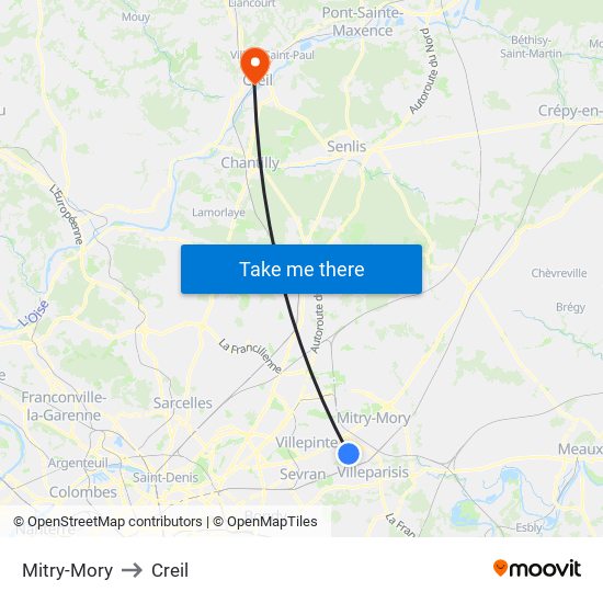 Mitry-Mory to Creil map