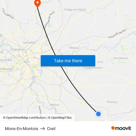 Mons-En-Montois to Creil map