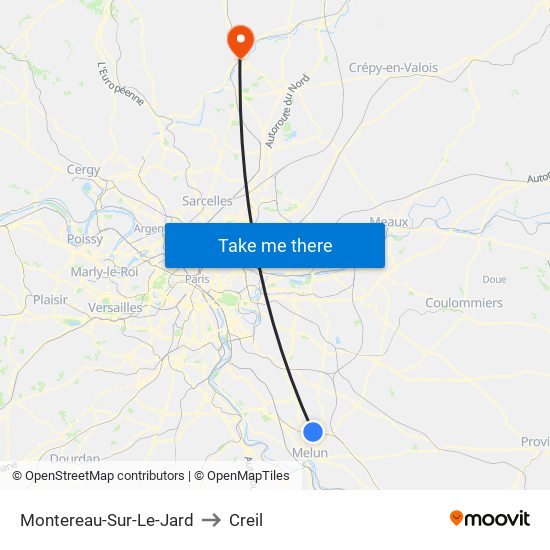 Montereau-Sur-Le-Jard to Creil map