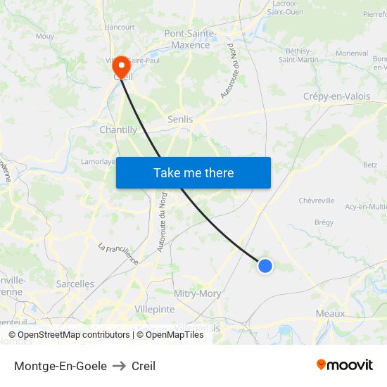 Montge-En-Goele to Creil map