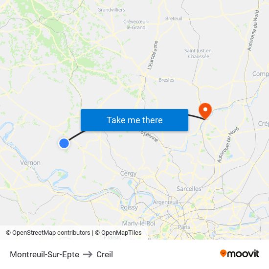 Montreuil-Sur-Epte to Creil map