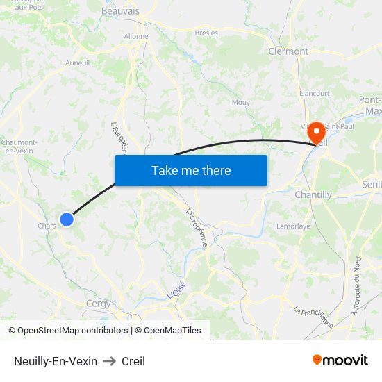 Neuilly-En-Vexin to Creil map