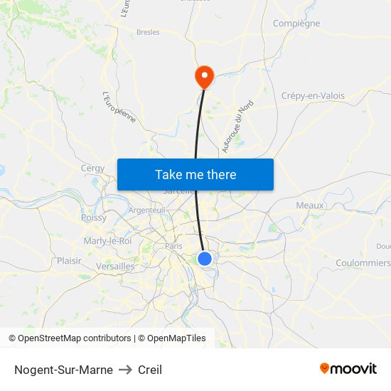 Nogent-Sur-Marne to Creil map