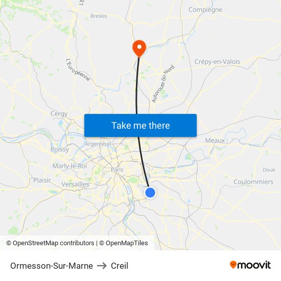 Ormesson-Sur-Marne to Creil map