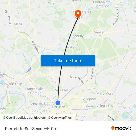 Pierrefitte-Sur-Seine to Creil map